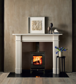Chesney Salisbury 4WS MK3 wood burning stove shown with Devonshire limestone surround