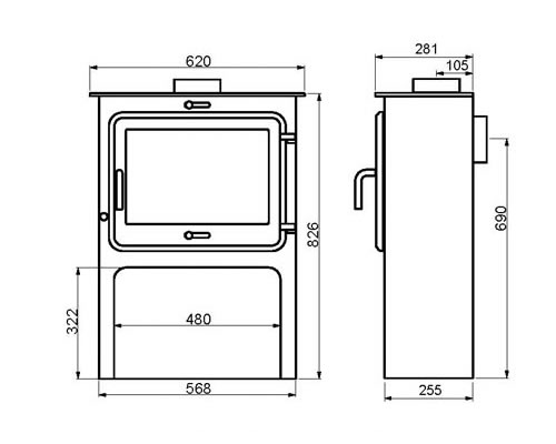 Ekol Clarity Vision High 5kW Wood Burning Ecodesign Stove