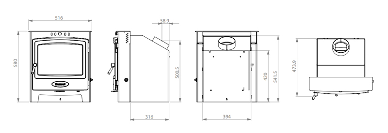 Hamlet Solution 5 Inset Wood Burning / Multifuel Ecodesign Stove