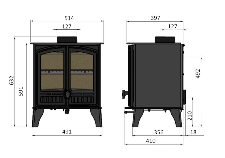 Hunter Herald 5 Wood Burning Double Door Ecodesign Stove