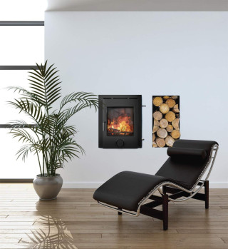Ekol Inset Plus 5kW DEFRA Approved Wood Burning/Multifuel Stove - Matt Black finish