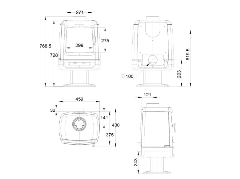 MI Fires Firepod Wood Burning Ecodesign Pedestal Stove