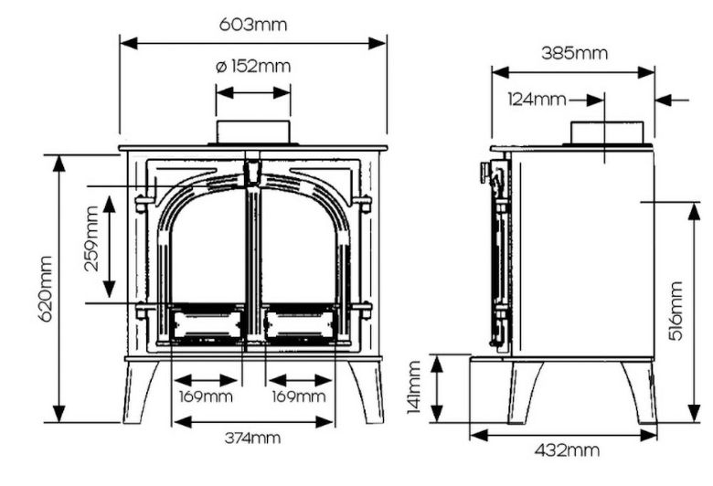 Stovax Stockton 8 Wood Burning / Multifuel Double Door Ecodesign Stove