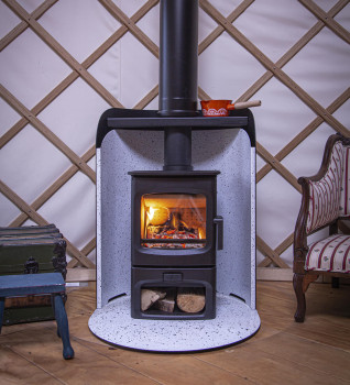 Charnwood Aire Log Store Stove with Charnwood Stove Pod with Vlaze Liner in black  splatter finish