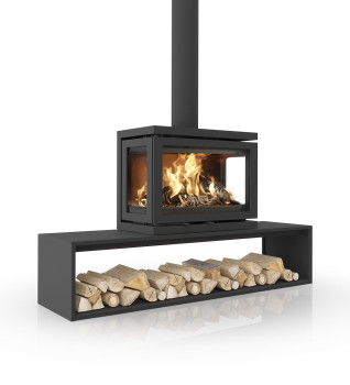 Dik Geurts Vidar Triple Medium 7.1kW Wood Burning Ecodesign Stove on Plateau Bench