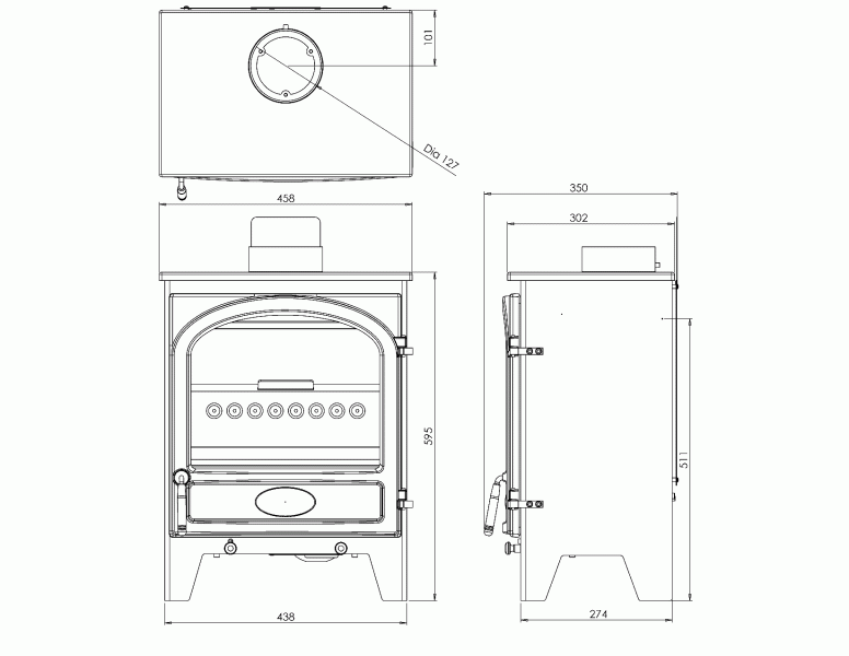 Go Eco Excel 5KW Wide Contemporary Door Wood Burning / Multifuel Ecodesign Stove