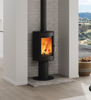 Mendip WIllow Wood Burning Stove - shown in an modern open plan area fitted as a freestanding stove